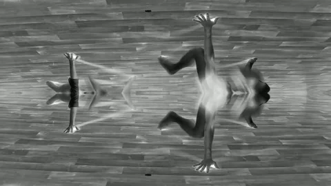 Two People Dance In The Abstraction In The Front View In Black White Stock Footage 85315240