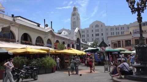 Two people dance Tango in Montevideo old historic town, Uruguay Stock Footage 61357580