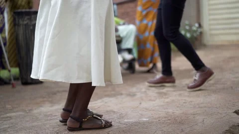 Two people dancing a traditional dance in Rwanda, slow motion Stock Footage 144968108