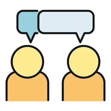Two people dialoguing with blank speech bubbles icon Stock Illustration