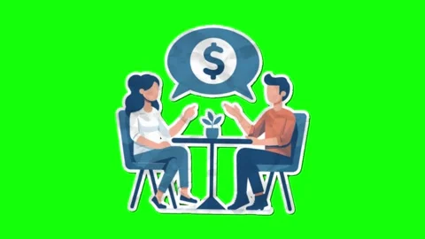 Two people discussing financial problems. paper folds green screen animation. 库存影片 277322943