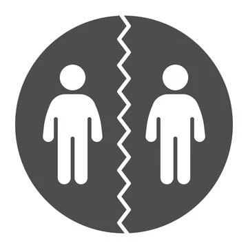 Two people dividing in circle solid icon, social distancing concept, Sickness イラスト素材
