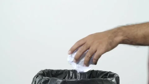 Two people dumping junk into the trash. Passersby leave scum in rubbish isolated Video stock 144661277