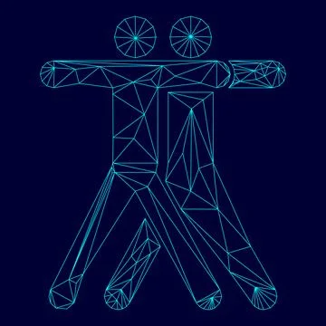 Two people embracing low poly triangulation triangulated polygonal electric c Stock Illustration