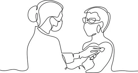Two people engaged in conversation Vector Stockillustratie