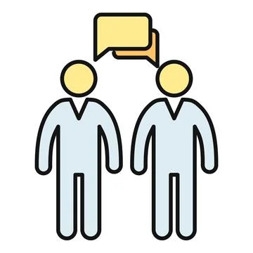 Two people engaging in a conversation with speech bubbles Stock Illustration