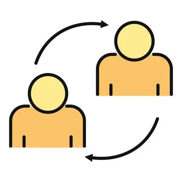 Two people exchanging information with arrows icon Stock Illustration
