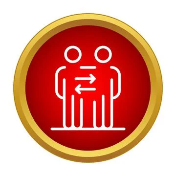 Two people exchanging information with interaction arrows icon Stock Illustration