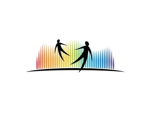 Two people floating flying jumping in the air with aurora borealis as background Stock Illustration