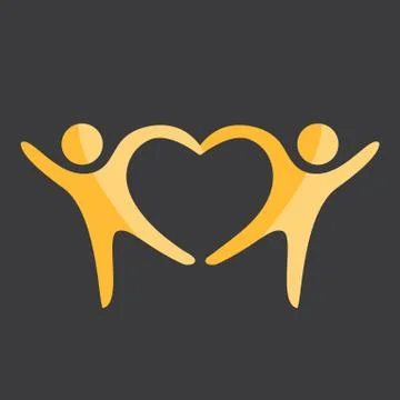 Two people form heart shape Stock Illustration