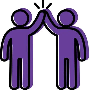Two people giving high five celebration graphic Illustrazione stock