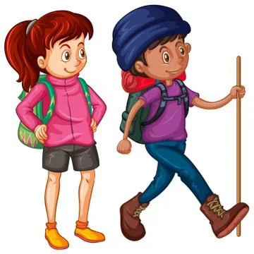 Two people going hiking Stock Illustration