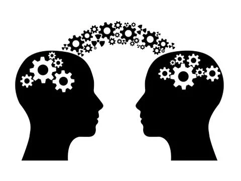 Two people having knowledge exchange side view vector 스톡 일러스트