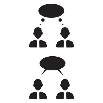 Two people head with think and speech bubbles on a white background Stock Illustration