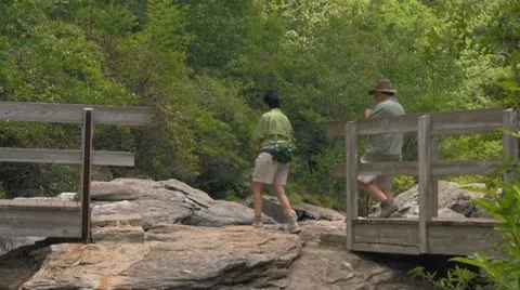 Two People Hiking in the Blue Ridge Mountains Video stock 12764602