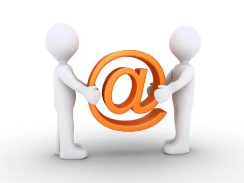 Two people holding e-mail symbol Stock Illustration
