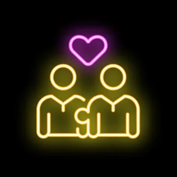 Two people holding hands neon sign representing love and relationship Ilustração Stock