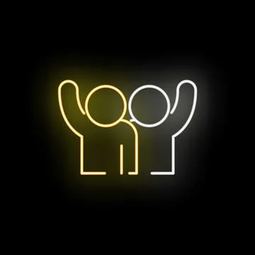 Two people icon with raised hands glowing Stock Illustration