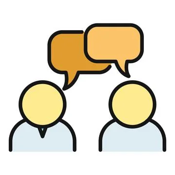 Two people icons communicating with speech bubbles Stock Illustration