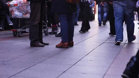 Two people in instreet in crowded Stock Footage 132568464