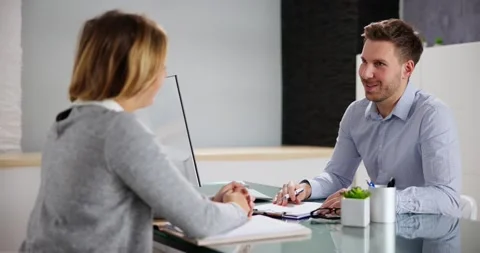 Two People Interview Meeting In Office Stock Footage 224949937