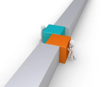 Two people join the wall line Stock Illustration