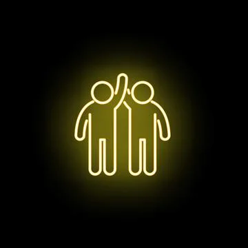 Two people line icon celebrating teamwork and partnership Stock Illustration