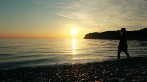 Two people in love at sunset. Stock Footage 21931802