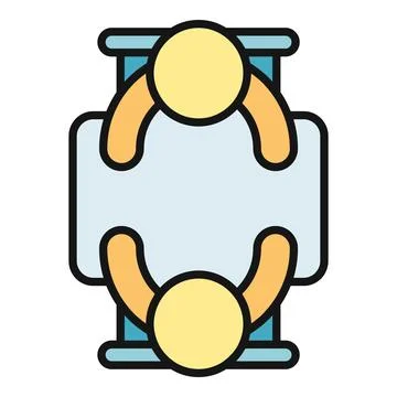 Two people meeting teamwork communication desktop icon Stock Illustration