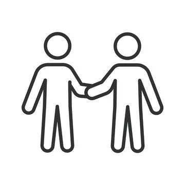 Two people partnership icon in line design. Agreement, friendship, cooperation Stock Illustration