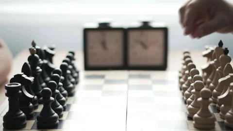 Two people play chess. Stock Footage 96093788