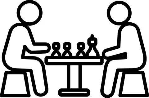 Two people playing chess game icon 스톡 일러스트