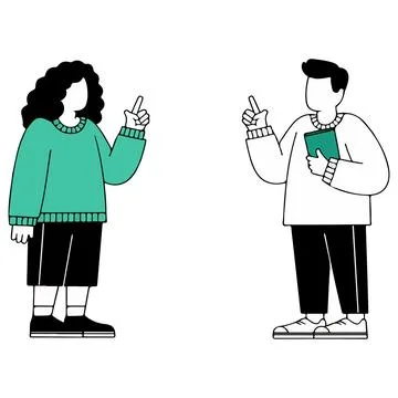 Two People Pointing Upward Иллюстрация