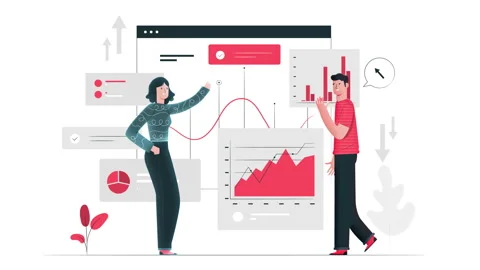 Two people presented graphs and charts showcasing data analysis Stock Footage 310543800