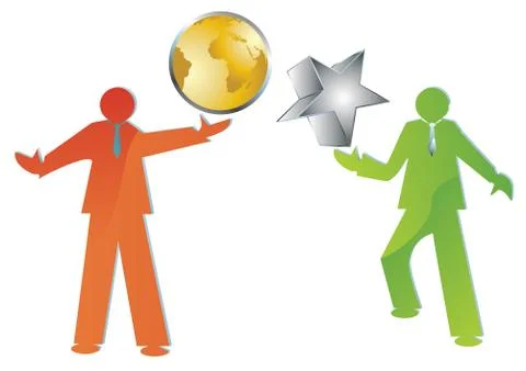 Two People presenting ideas, vector illustration Stock Illustration