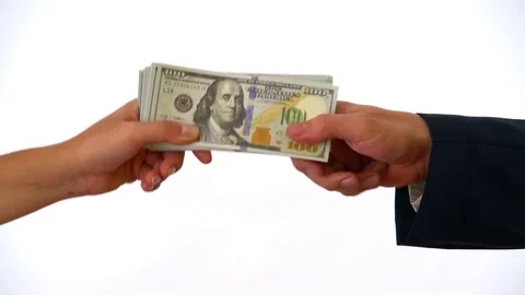 Two People Pulling USD Dollar Money Trying to Grab It Stock Footage 76515130