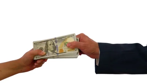 Two People Pulling USD Dollar Money Trying to Grab It Video stock 76515145