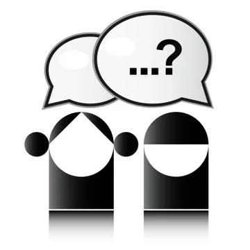 Two people with question mark Illustrazione stock