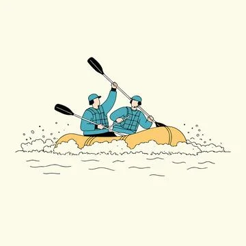 Two People Rafting Stock Illustration