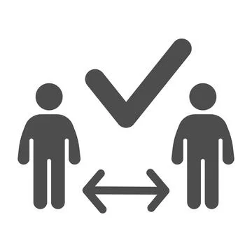 Two people in right distance solid icon, social distancing concept, distance Stock Illustration