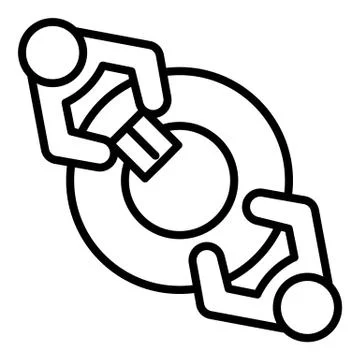 Two people at the round table icon, outline style Stock Illustration