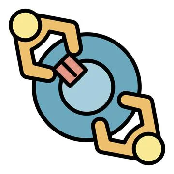 Two people at the round table icon color outline vector Stock Illustration