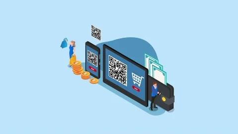 Two people scanning qr code on the cellphone Stock Footage 203988881