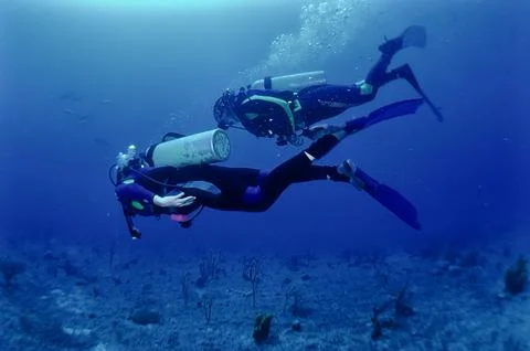 Two people scuba diving Stock Photos