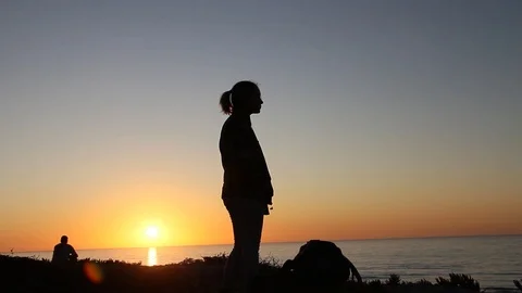 Two people by the sea Stock Footage 123200581