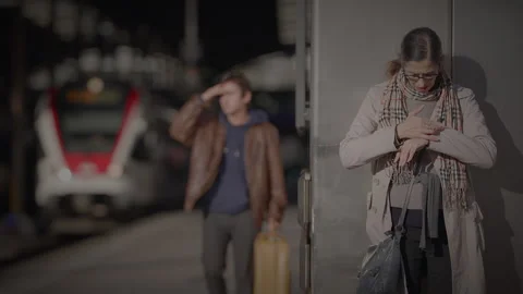 Two People Seeking Each Other Missing Being to Late Leaving Stock Footage 272190055