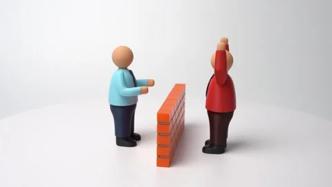 Two people separated by a brick wall. Stock Footage 321355494