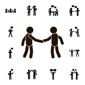 Two people shaking hands flat vector icon in People talk pack Stock Illustration