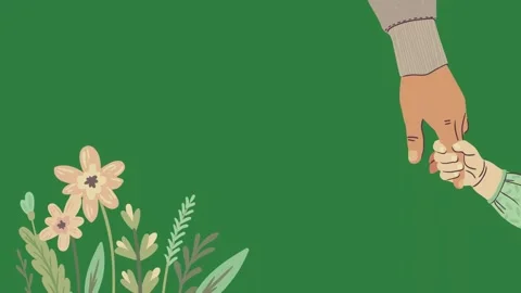 Two people shaking hands with flowers in the background and a person holding Video stock 337340602