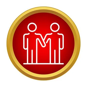 Two people shaking hands in red icon Stock Illustration